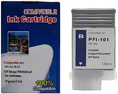 Vivid Colors PFI-101 Compatible Ink Cartridge Replacement for Canon PFI-101B (130ml, Blue) for iPF5000, iPF5100, iPF6100, iPF6200 Printers