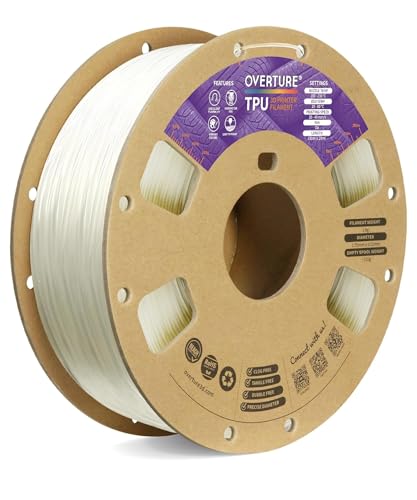 Image of OVERTURE TPU Filament 1.75mm Flexible Roll, 95A Soft 3D Printer Filament, 1kg Spool (2.2 lbs), Fit Most FDM Printer (TPU Transparent)
