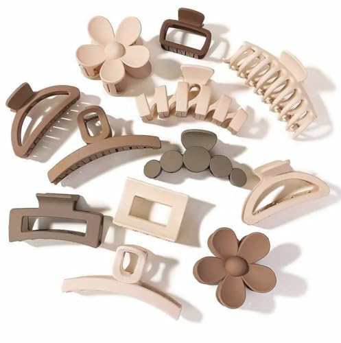 Image of BAKEFY -6 Hair Claw Clips Variety Pack Different Sizes Large Medium Small | Claw Clip Set For Thin & Thick Hair | Various Shapes Assortment | Women Girls Non Slip Hold,Multi