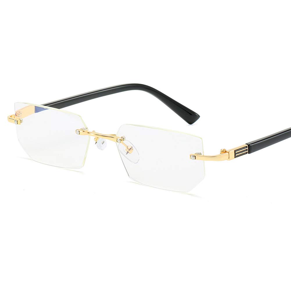 Men Frameless Anti-Blue Light Reading Glasses Outdoor Sun Reader Eyeglasses