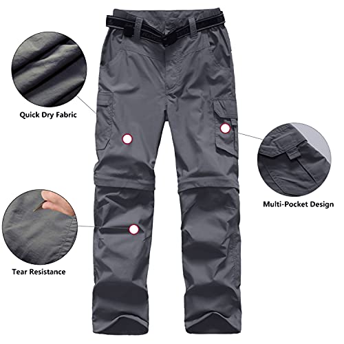 JOMLUN Boy’s Scout Pants Convertible Hiking Quick Dry Zip Off Pants Outdoor Climbing Casual Trouser Kids Youth Cargo Pants3