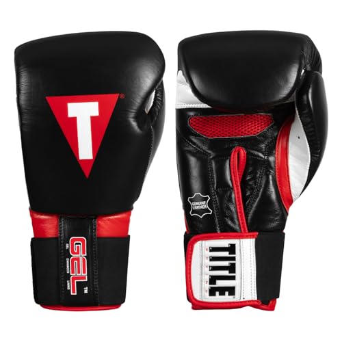 Title Boxing Gel Leather Bag Gloves L (Black/Red)