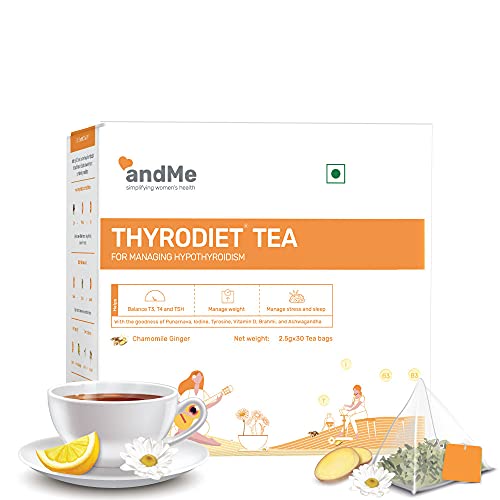 & ME Thyroid Tea for Hyperthyroidism- Restore healthy T3, T4 levels, Manages Weight, Green Tea and Multivitamins (Chamomile Ginger Flavor, 30 Tea Bags,160 grams) & ME Thyroid Tea for Hyperthyroidism- Restore healthy T3, T4 levels, Manages Weight, Green Tea and Multivitamins (Chamomile Ginger Flavor, 30 Tea Bags,160 grams)