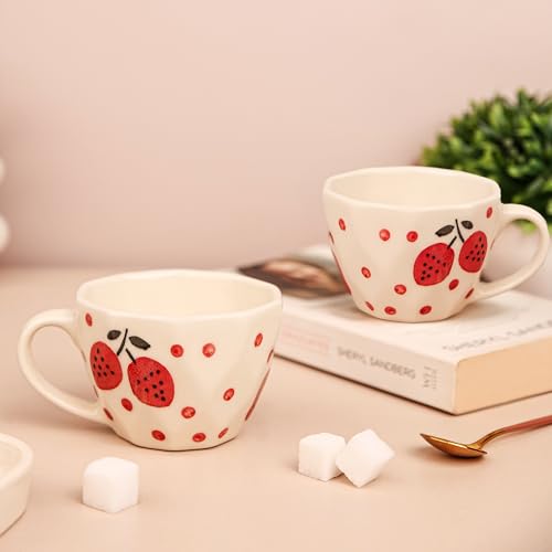 Image of Cups & Mugs - Coffee Mugs Set of 2 - Tea Cup - Ceramic Coffee Cup, Elegant Gift Pack, Microwave and Dishwasher Safe, Stylish Modern Design for Home & Office,RedRush Cup