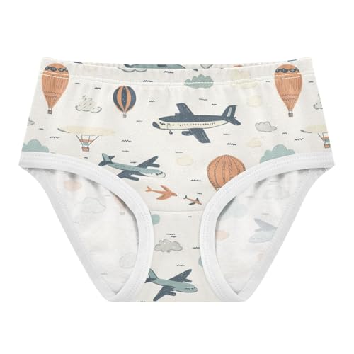 ZZKKO Sky Airplane Hot Air Balloon Girls Underwear Toddler Panties for Girls Comfort Brief Size 2T-8Y