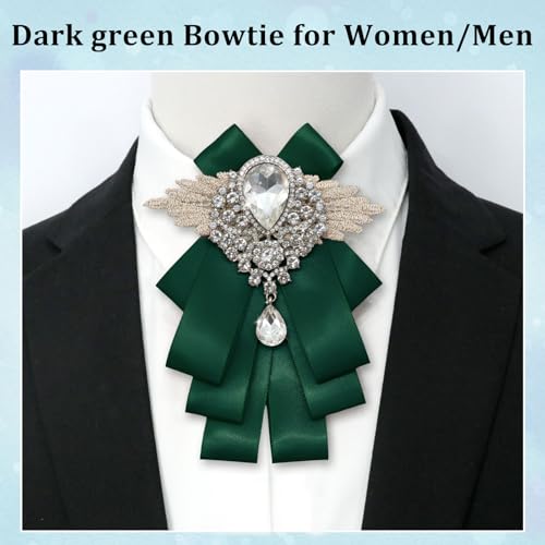 Image of Luckyvestir Womens Mens Bow Tie Ribbon Black Rhinestone Bow Ties Men Large Crystal Bowknot Bowtie for Wedding Party Banquet
