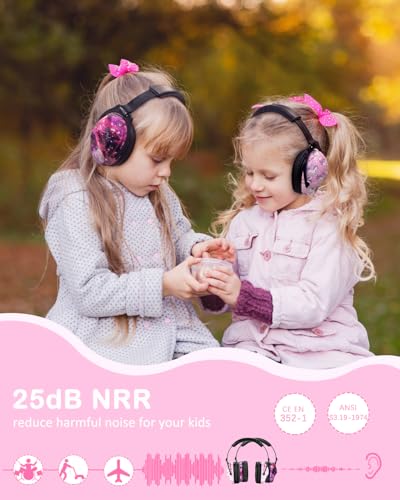 ZOHAN Kids Ear Protection 2 Pack, Hearing Protection Safety Ear Muffs for Children Have Sensory Issues, Adjustable Noise Reduction Earmuffs for Concerts, Fireworks, Air Shows (Nebula&Unicorn)