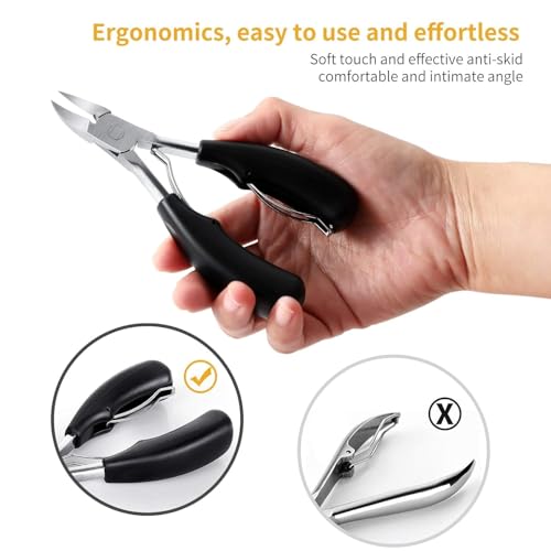 Image of QUIQSHIPP Toe Nail Clipper for Ingrown or Thick Toenails, Heavy Duty Toenail Trimmer Nail Clipper Pedicure Tool with Long Handle and Soft Grip for Seniors Black