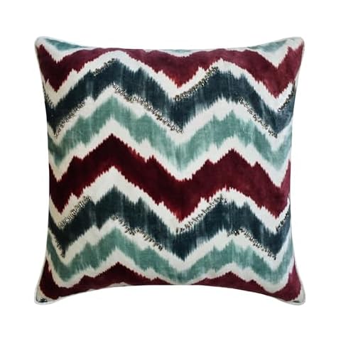 HomeCentric Blue Velvet Chevron Cushion Cover Cover