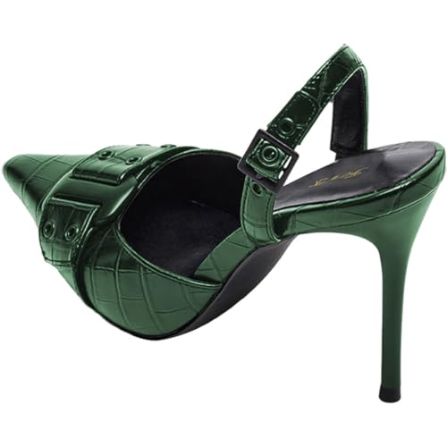 FOWT Women Pointed Toe Buckle Pumps Stiletto High Heel Slingbacks Slip on Fashion Party Evening Shoes Size 4-16 US3