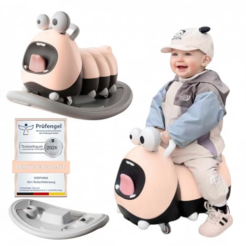 3in1 Rutschfahrzeug Babyroller + Schaukeltier + Balancierbrett, Yoyo Babyrutscher Rutschauto Lauflernrad ab 10 Monaten, PP Material, BPA-frei, max. 30kg, Pink
