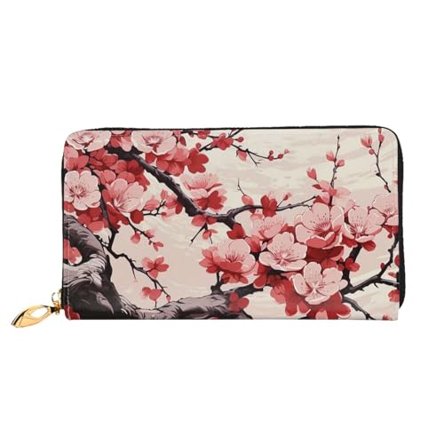 Japanese Floral Cherry Blossom Women's Wallet Large Capacity Credit Card Holder Zip Phone Clutch Ladies Travel Purse