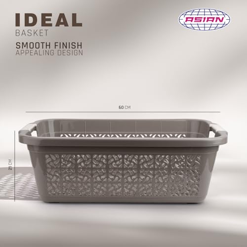Image of ASIAN Plastowares IDEAL BASKET SR (NESTED) - Kitchen Storage Organizer Basket Set for Cabinet, Fridge, Pantry, Dining Table | Multipurpose Plastic Organizer for Home & Office- COFFEE BROWN