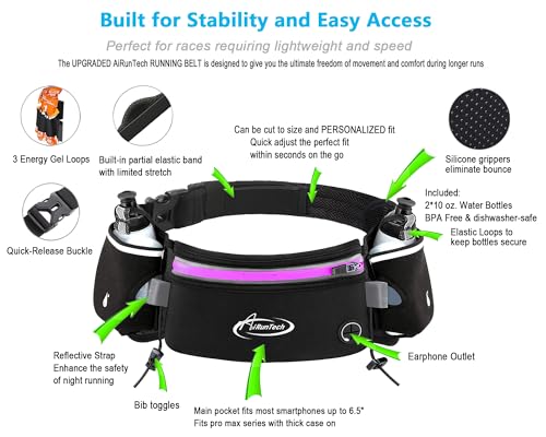 Image of AiRunTech Hydration Running Belt with Water Bottle, Running Fanny Pack for Phone and Wallet Holder, Running Bag Runners Essentials Accessories Marathon Triathlon Walking Jogging Gear Gift