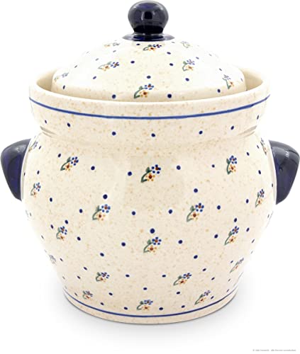 Bunzlauer keramik 4 Liter Gärtopf mit Wasserrinne Mehrzwecktopf Keramiktopf Einlegetopf Sauerkrauttopf Gurkentopf Rumtopf (Dekor 111)