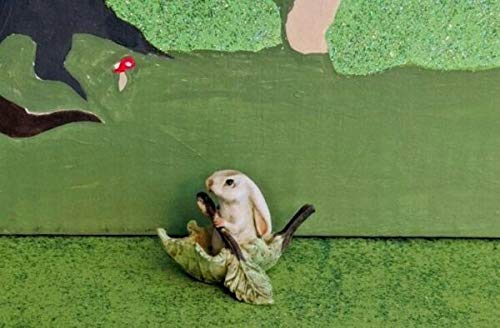 Supplies for Fiddlehead Fairy Garden Miniature Bunny in a Leaf Boat Fairy Gnome Garden New DIY for Miniature Fairy Garden Accessories for Outdoor or Garden Decor