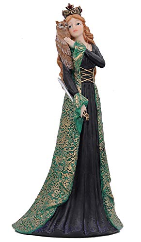 Comfy Hour Irish Princess Collection 8” Queen Green Dress with Owl Resin Figurine for St. Patrick’s Day and Everyday Collection