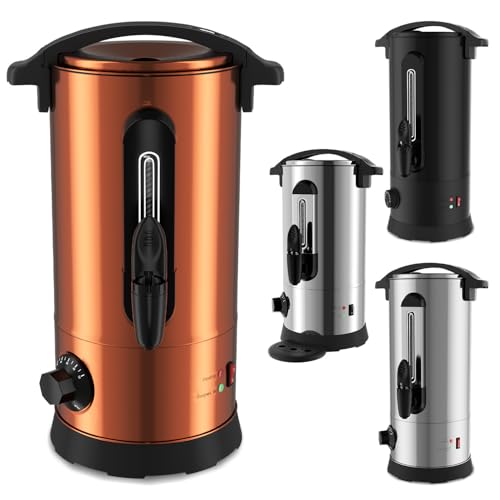 Eikuavons Glühweinkocher 8L inkl. 10 Becher | 1500W Heißgetränkespender Edelstahl mit Thermostat 30–110°C, Warmhaltefunktion & Auslaufhahn | Glühweinautomat für Partys, kupferfarben Eikuavons Glühweinkocher 8L inkl. 10 Becher | 1500W Heißgetränkespender Edelstahl mit Thermostat 30–110°C, Warmhaltefunktion & Auslaufhahn | Glühweinautomat für Partys, kupferfarben