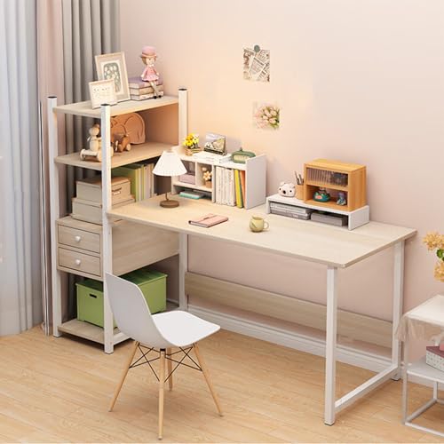 La Mejor Recopilación de Escritorios Home Depot Top 10. 50 COYIVI Escritorio Minimalista, Escritorio Oficina con 2 Cajones, Escritorios para Laptop Moderno con 4 Niveles de Estantes ome Oficina en Casa, Robusto y Duradero (120 * 40 cm)