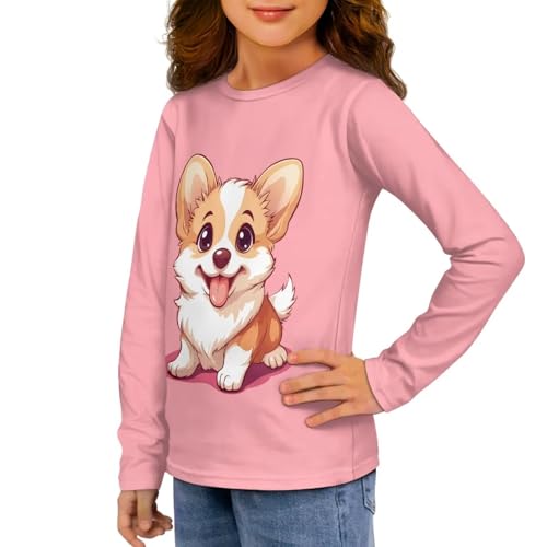 Image of Girls Long Sleeve T Shirt Cute Cartoon Crewneck Shirt for Kids 3-16Y Fall Winter Clothes