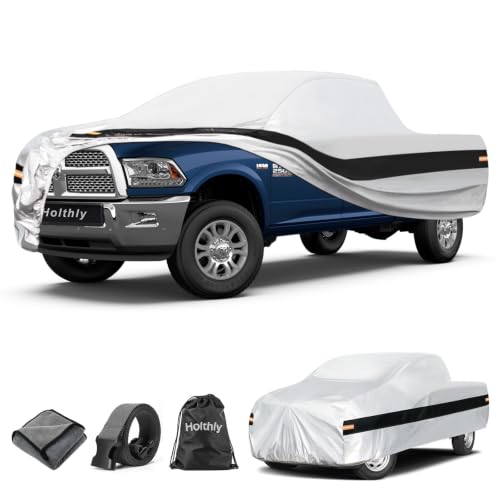 Image of 10 Layers Truck Cover Waterproof All Weather Custom Fit Dodge Ram 2500 3500(2009-2026) Crew /Quad Cab Short Bed, Outdoor Full Exterior Pickup Car Cover Sun Rain Snow Ice Protection. Sliver
