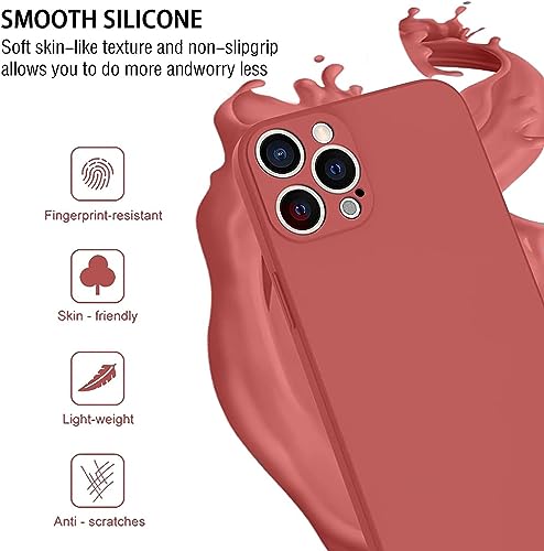 KPPIT for iPhone 13 Pro Case Protective Case Silicone,Ultra Slim Soft Gel Anti-Scratch,Microfiber Lining,Rubber Shockproof Case Cover for iPhone 13 Pro Camellia Red,6.1 inch - Image 2