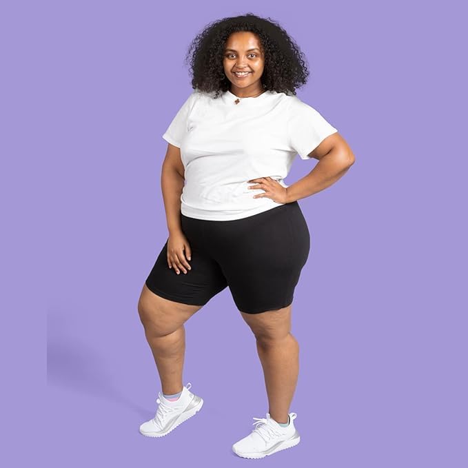 KIKWIT Plus Size Slip Shorts for Women, Running Shorts, Anti Chafing Boy Shorts, Cycling, Yoga, Gym, Workout, Biker, Under Dress Or Skirt Shorts(Pack of 2) (in, Alpha, 4XL, Plus, Black) 1