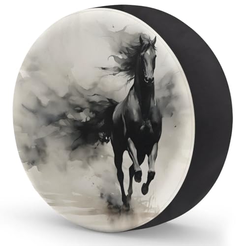 Image of Spare Tire Cover for RV Trailer, Animals Horse Tire Covers Universal Fit for Travel Trailer Camper Jeep RV SUV Truck Waterproof Wheel Cover (15 inch for Diameter 27 inch - 29 inch),A275