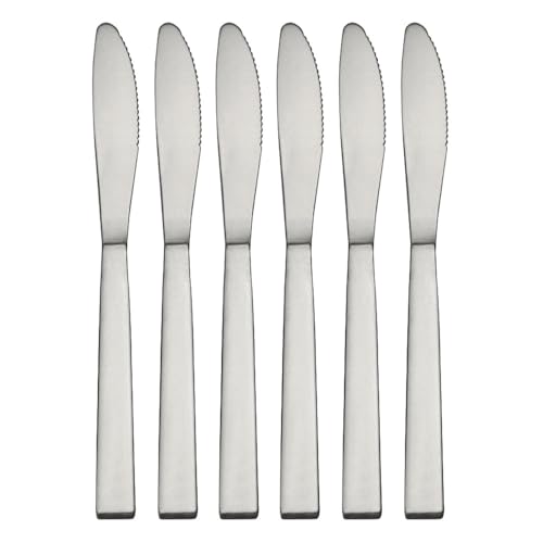 6 X Stainless Steel Dinner Knife Dessert Silver Knives Silverware Home Kitchen Durable Butter Knife Food Grade 18/10 Stainless Steel Table Knives Durable Medium Size Cutlery Soup Dining Plating