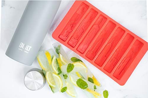 Built Water Bottle Ice Cube Tray, BPA Free Easy Release Flexible Silicone, Red, 19.5 x 11.5cm