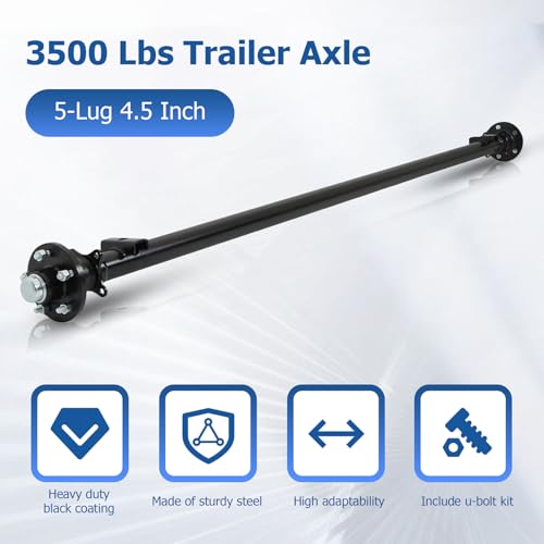 WFLNHB Trailer Axle 5-Hole-4.5 89 Hub Face 74 Spring Center by WFLNHB - Used condition - Image 2