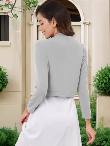 Image of Women's 3 /4 Sleeve Thin Shrugs Lightweight Open Front Cropped Cardigan for Women