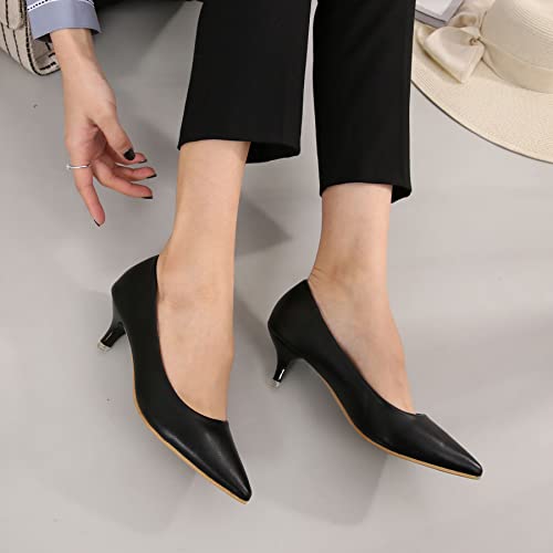 Women's Low Kitten Heel Pumps Classic Fashion Dress Pumps Simple Heeled Shoes for Office Work3