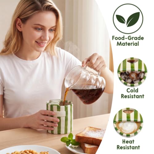 Taza de cerámica de 10oz con diseño a rayas verde miniatura 2