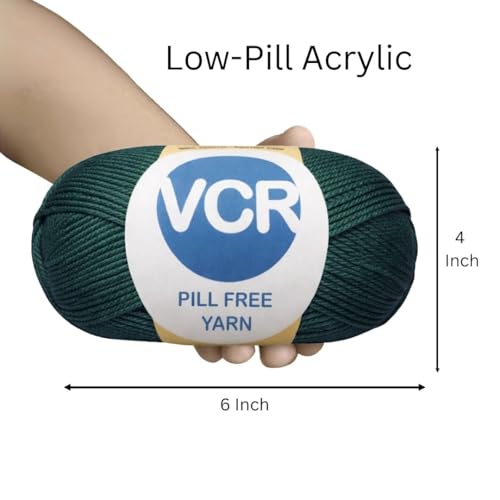 Image of VCR Bottle Green Yarn, Pill-Free Soft Knitting Yarn, 100 Grams Hank, 263 Meters Length, Low-Pill Acrylic Yarn, Soft Crosia Threads, Pack of 1, Suitable for Beanies, Caps and Gloves