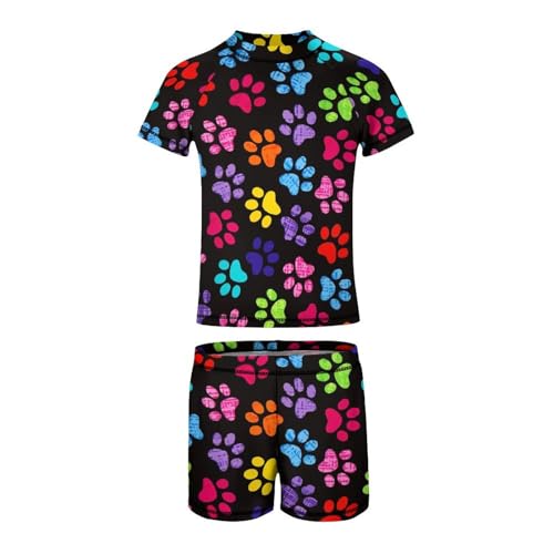 Colourful Paw PrintsChildren's Swimsuits Boys Two Piece Suit10-12Y（150cm）3