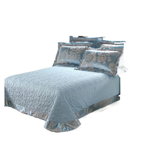 Colchas Acolchadas Juego de colcha de algodón con falda de cama, fundas de almohada bordadas for vestido de cama King/Queen, funda de sábana doble de 1,5/1,8/2M Ligera Colcha Cubrecama De Microfibra(L