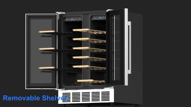 Image of Wine and Beverage Refrigerator with Glass Door, 24-Inch Dual Zone Wine Fridge Under Counter - 18 Bottle and 88 Can Large Capacity Led Blue Light Smart Fast Cooling Wine Cooler