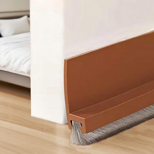 PFSLiang 100cm Burlete para Puertas, Burlete Puerta, Burlete Bajo Puerta Burlete Autoadhesivo, Burlete para Puerta con Cepillo,Burlete de Puerta, Antipolvo Aislamiento, Marrón