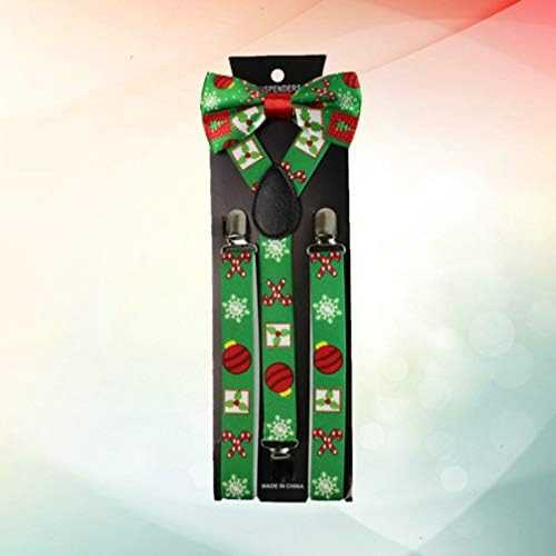 TENDYCOCO Christmas Bow Tie Suspenders Set Adjustable Suspenders Bowtie Cute Trousers Braces for Man Woman
