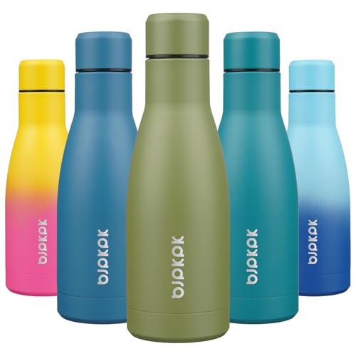 BJPKPK 12oz Water Bottles Stainless Steel Double Wall Vacuum Insulated Small Water Bottles for Travel,Olive Green