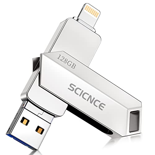Scicnce 128Gb Photo Stick Iphone Flash Drive, For Iphone Usb Memory Stick Thumb Drives Usb Stick External Storage Compatible With Iphone Ipad Android Pc (Silver) #TOP16