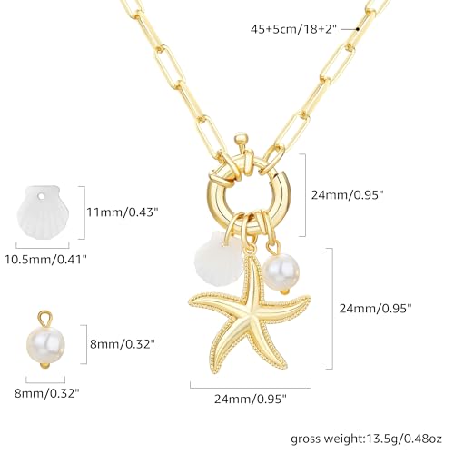 MISS RIGHT Dainty Gold Evil Eye Hamsa Hand Coin Lucky Charm Pendant Necklace for Women Trendy Vintage Paperclip Chain Sun Moon Clover Flower Chunky Charm Necklace Jewelry Gifts3