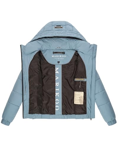 MARIKOO Damen Winterjacke warme Steppjacke mit Kapuze Nayanaa XVI Powder Blue Gr. M