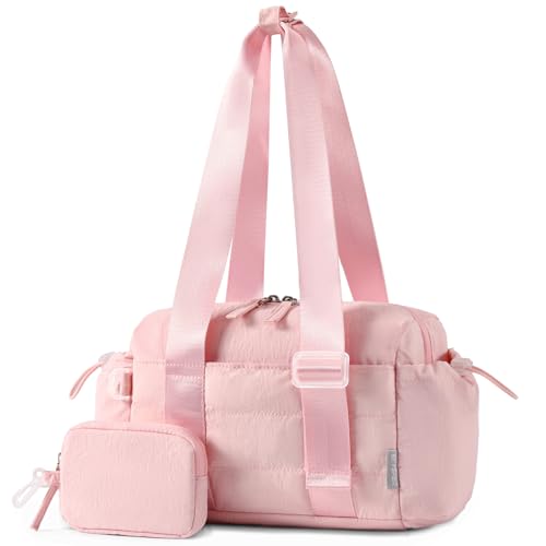 SKYSPER Mini Gym Bag for Women, Small Duffle Bag with Wet Compartment - Super Lightweight, Tiny & Compact Workout Bag for Sports, Travel, Includes Coin Purse（Pink）