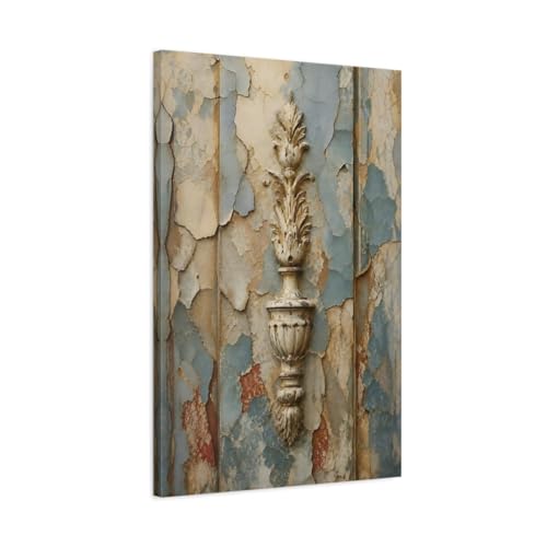 Impression vintage bleu et canvas mural salon 50x75 cm