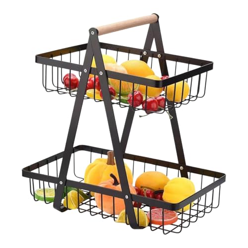 CANCYCC 2 cestas de frutas de pisos, estantes para frutas, moderno soporte para frutas, cesta de verduras extraíble, práctica cesta de metal para pan, verduras, aperitivos, estantería esquinera,