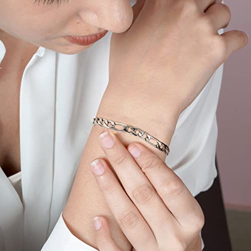 Captainsteel Figaro Bracelet For Men And Women, 7/7.5/8/9Inch Stainless Steel Chain Link Bracelet, Gold Plating/Stainless Steel Fashion Jewelry Bracelet, Holiday Gift With Flannel Bag #TOP4