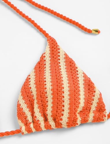 Image of ZAFUL 2 Piece Triangle Bikini for Women Knitted Rope Halter Bikini Sets Sexy Bathing Suit Side Tie Swimsuits Beachwear