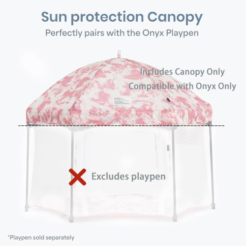 Image of Dream On Me Onyx Playpen Canopy Top, Sun Shade that Blocks Up to 98% UVA /UVB Rays, Breathable Mesh, Removable Tent Top Accessory for Onyx Playpen, Blush Pink